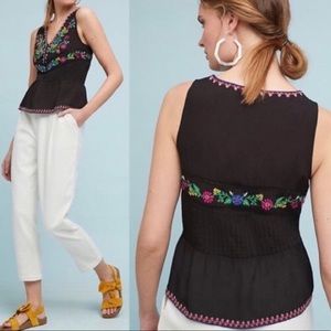 MAEVE Anthropologie black embroidered tank. S NWT